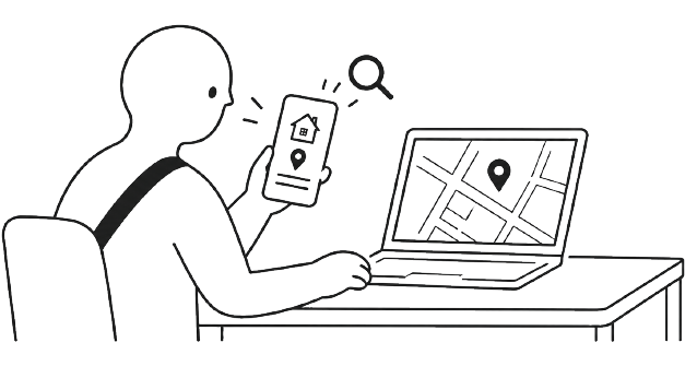 A buyer researching a property address on a computer